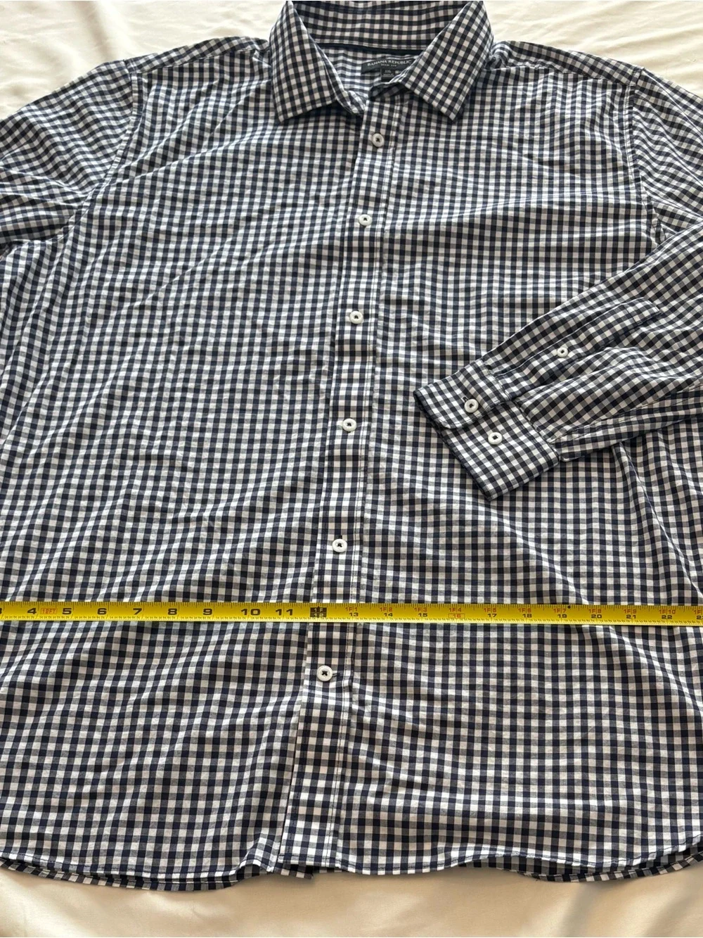 Banana Republic Navy and White Check Button-Up Dress Shirt